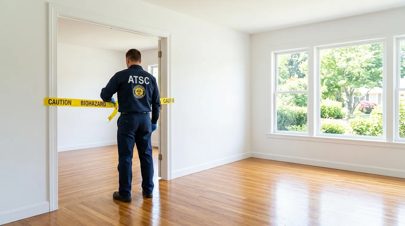 Certified biohazard cleanup crew performing Trauma Scene Cleanup in Waterbury